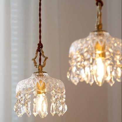 Small Brass Crystal Chandelier