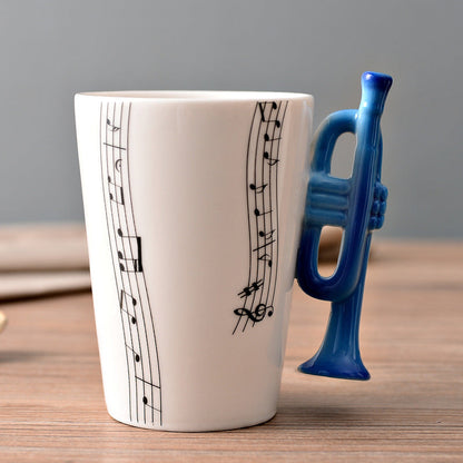 Musicians Ceramic Coffee Mug, Musical Instrument Handle Cup | Bowlift