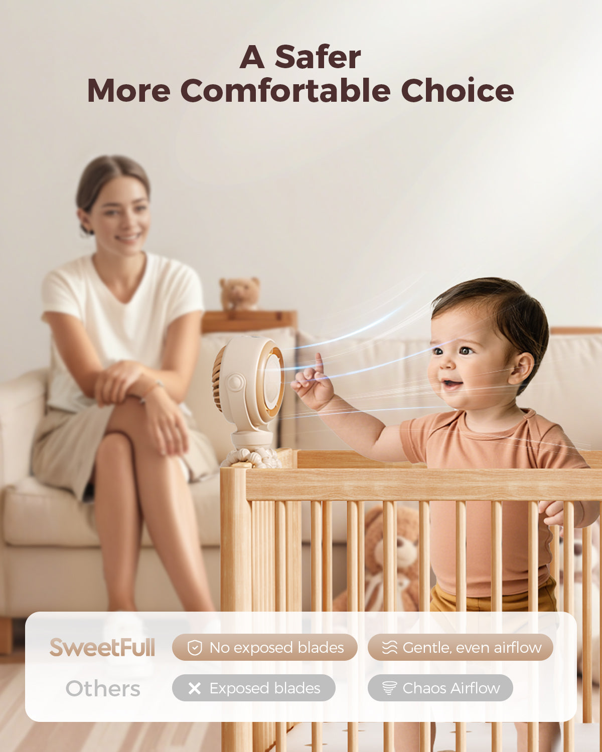 Baby Stroller Fan - 4000mAh Rechargeable 4-Speed | Bowlift