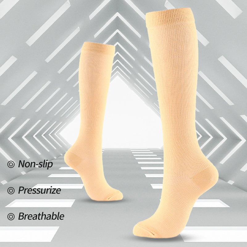 Elastic compression stockings with zipper