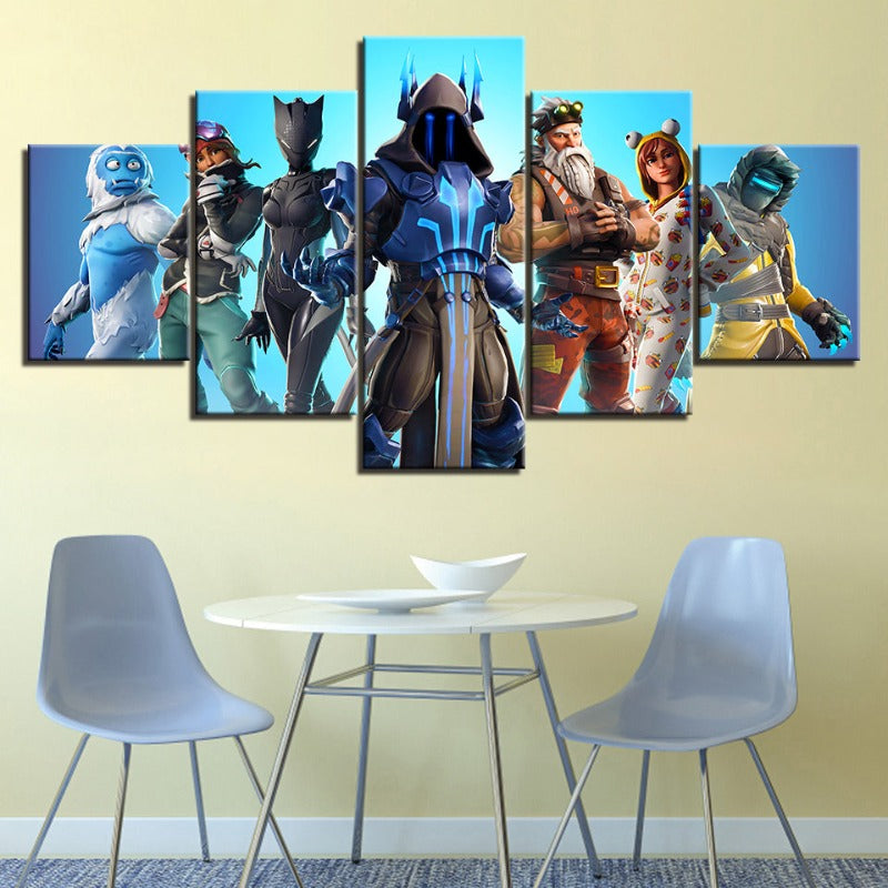 Fortnite Battlegrounds: 5 Piece Canvas Wall Art Set - Waterproof, UV Protected, High-Definition Prints | Bowlift