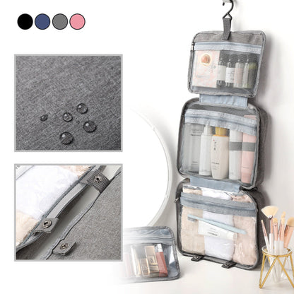 BowLift | Travelique Travel Cosmetic Organizer | Compact & Water-Repellent | With 4 Compartments & 360° Hook | For Women & Men