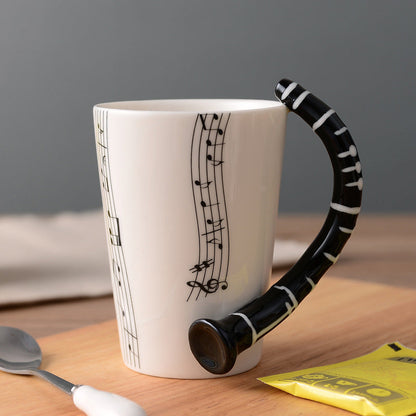 Musicians Ceramic Coffee Mug, Musical Instrument Handle Cup | Bowlift