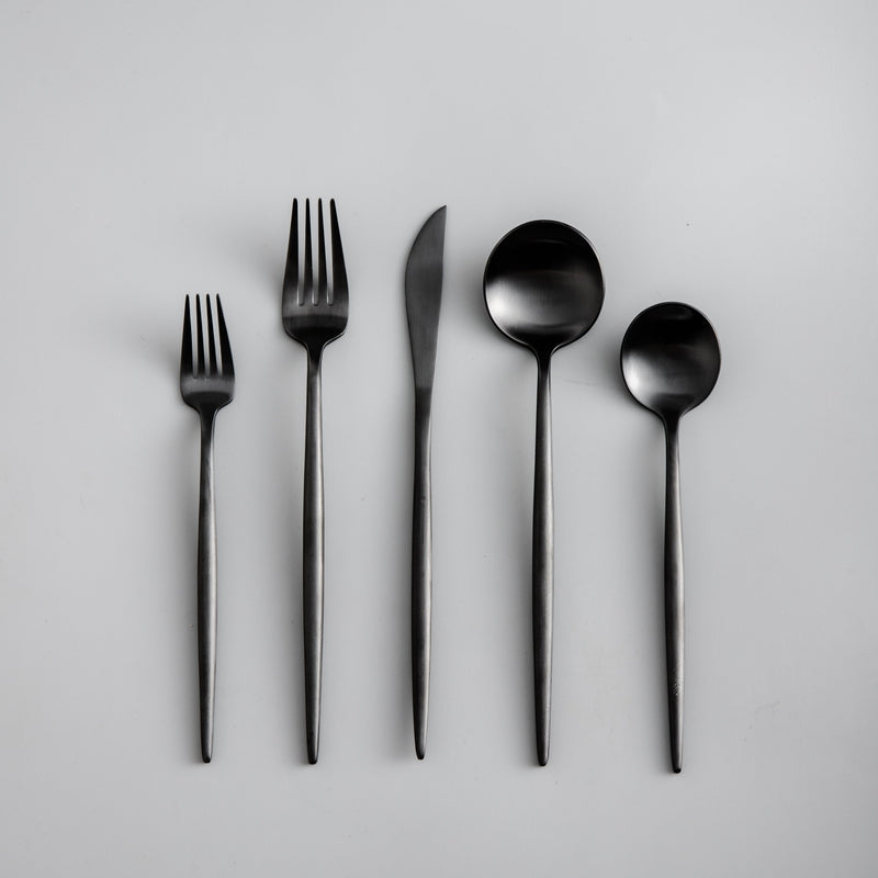 BowLift | Minimalist Flatware Set – 20-Piece Titanium-Coated Stainless Steel Cutlery | Modern Matte Finish for Elegant Dining