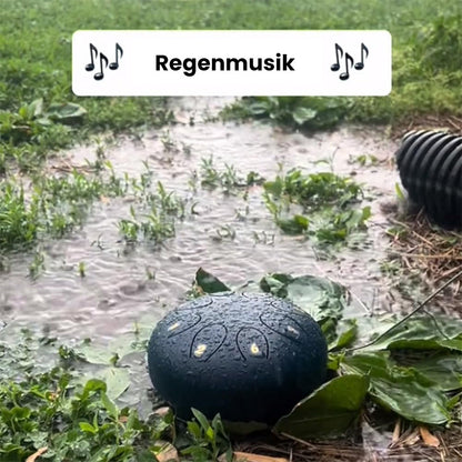 Rain drum as garden instrument
