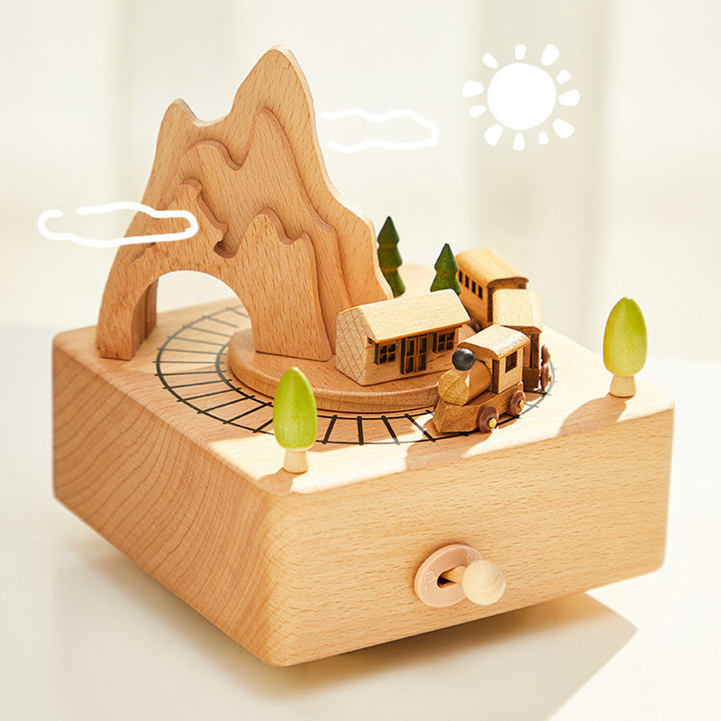 Handmade rotating wooden music boxes