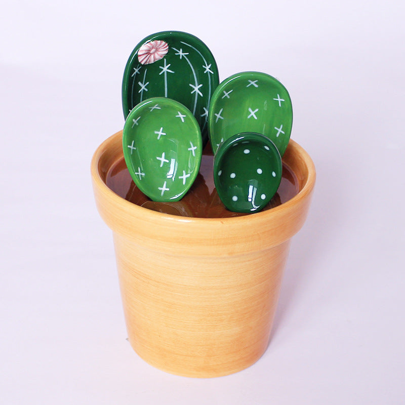 Prickly Cacti Measuring Set, Ceramic Measuring Spoons and Cups | Bowlift