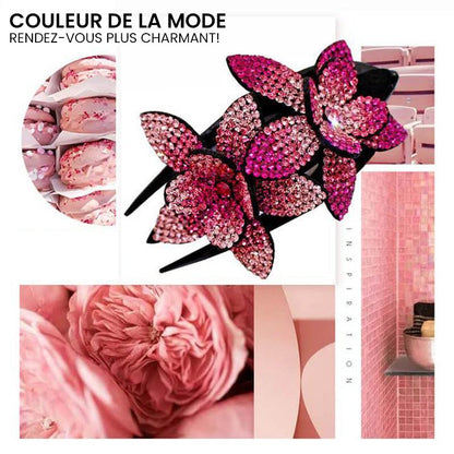 Double Flower Rhinestone Hairpin | Karnz