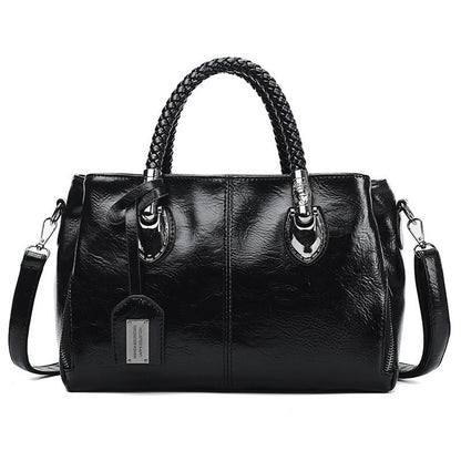 New handbags made of Boston oil wax leather, large soft leather tote bag