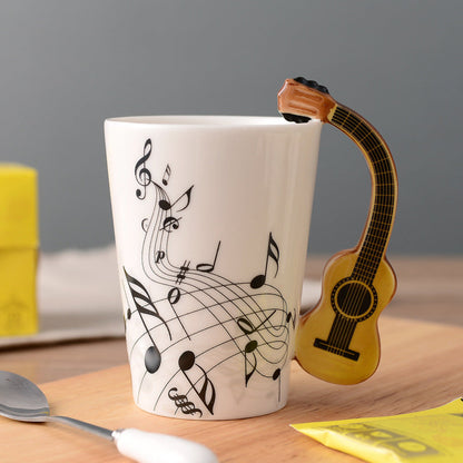 Musicians Ceramic Coffee Mug, Musical Instrument Handle Cup | Bowlift