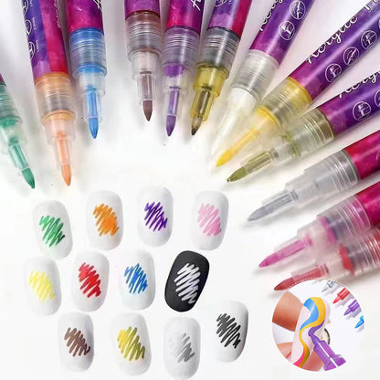 Skanto | 12-Color Ultra-Thin Curved Nail Pen