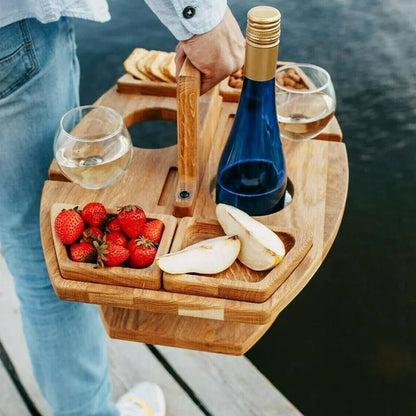 Skanto | Stylish Picnic Table with Holders for Glasses and Wine Bottle