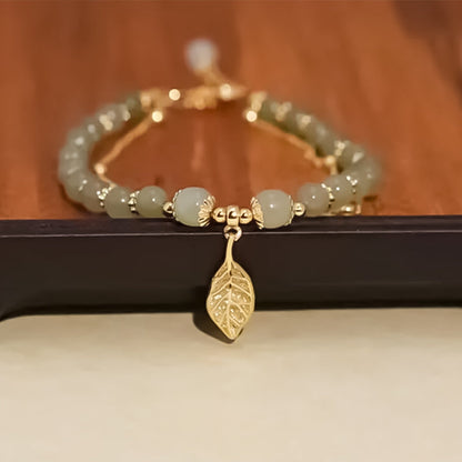 Skanto | Hetian Jade Leaf Gold Bracelet