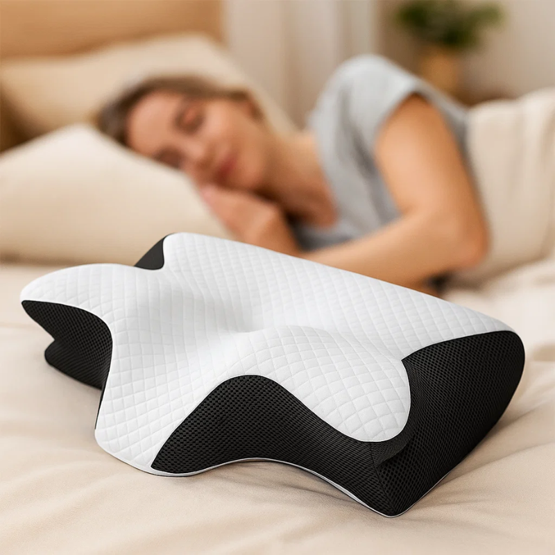 Skanto | Memory Foam Cervical Pillow | Ergonomic 2-in-1 Design for Neck Pain Relief & Comfortable Sleep