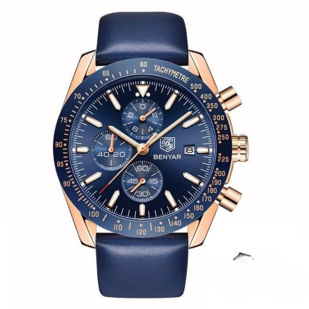 Skanto | Men's Water-Resistant Quartz Watch with Leather Strap