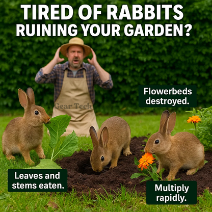 BowLift | Solar Powered Ultrasonic Rabbit Repeller with Flashing Light – Effective Pest Control for Gardens and Yards