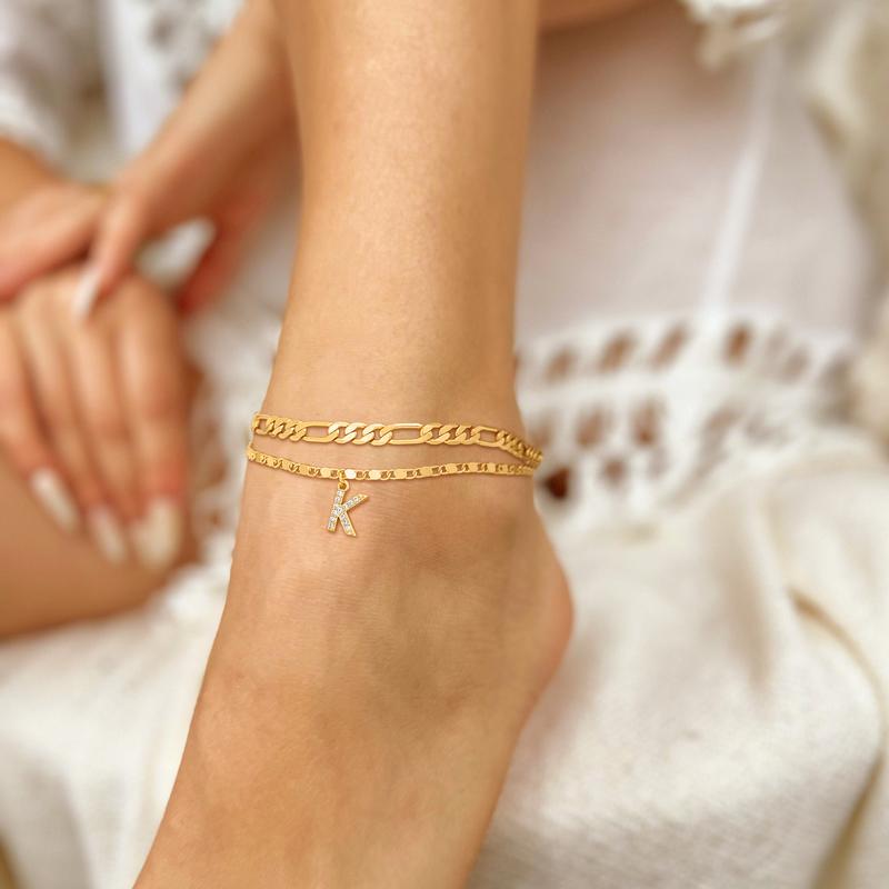 BowLift | 2pc 14k Diamond Letter Initial Anklet