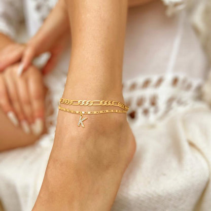BowLift | 2pc 14k Diamond Letter Initial Anklet