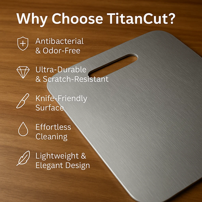 Skanto | Medical Grade Titanium Cutting Board | Durable, Non-Porous Surface for Safe Cooking & Kitchen Use