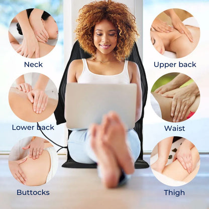 RelaxPulse | Massage Chair Pad – Heated Vibration Seat Cushion – Adjustable Lumbar Support – for Home, Office & Car Use Bowlift