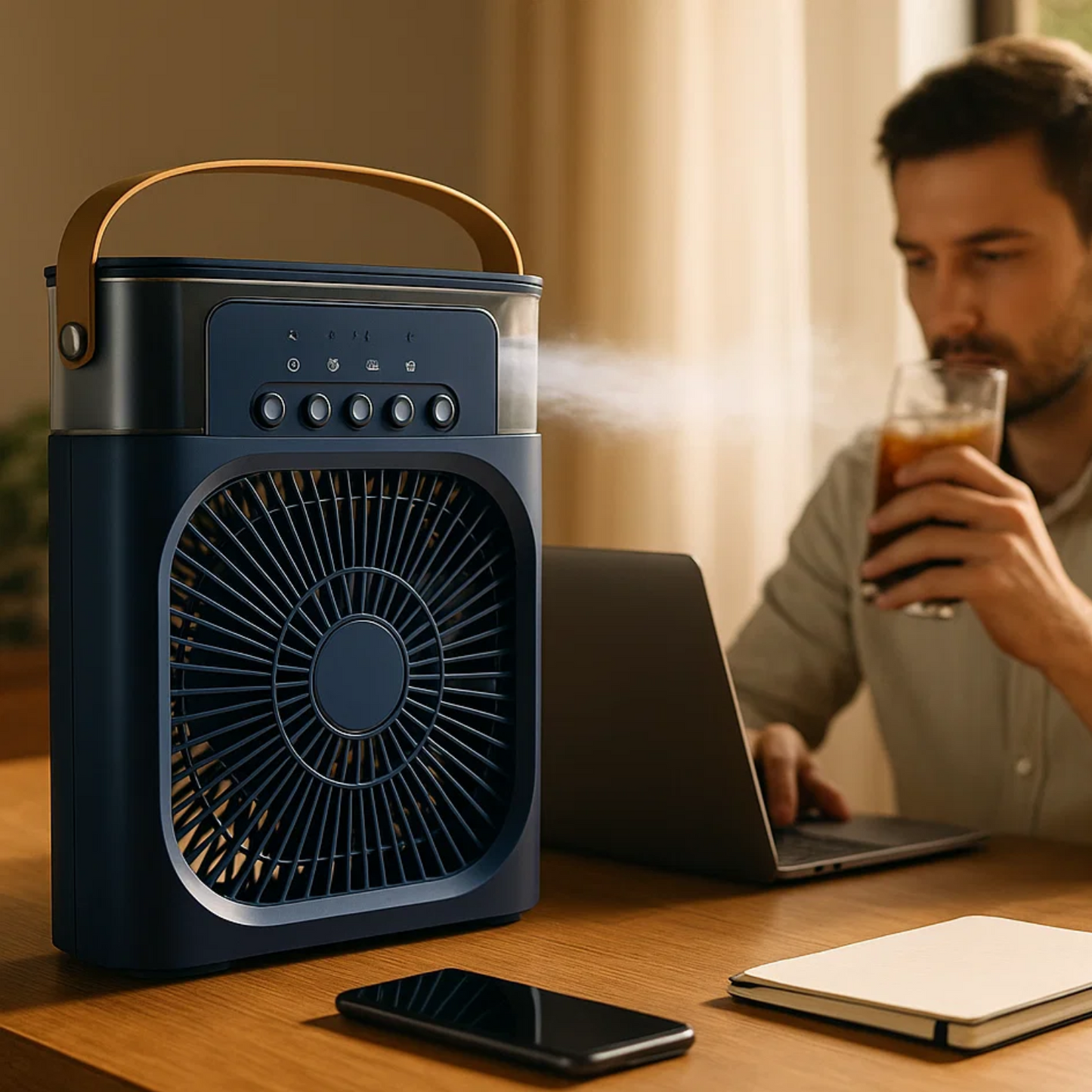 3-in-1 Air Cooler Humidifier | Portable, adjustable fan speeds & Ideal for Bedrooms, Offices & Small Rooms | Karnz