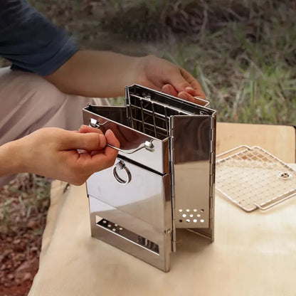Skanto | Outdoor Folding Wood Stove Mini Stainless Steel Grill Camping Picnic