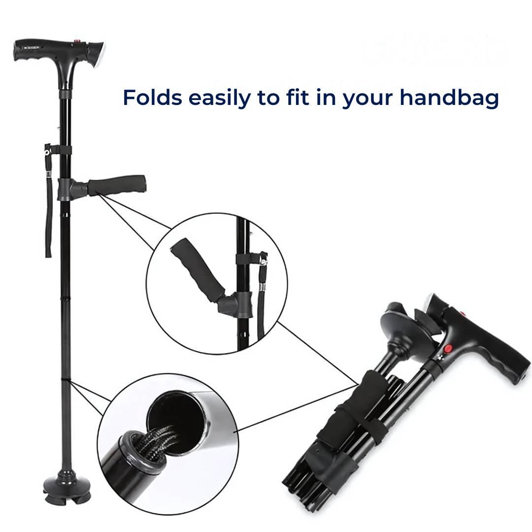 Skanto | Folding Cane - Lightweight Telescopic Walking Stick for Seniors and Travelers - Collapsible Mobility Aid for Easy Transport
