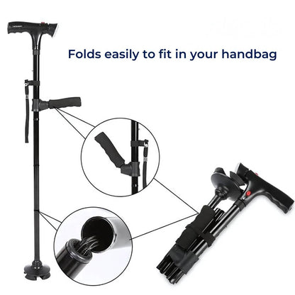 Skanto | Folding Cane - Lightweight Telescopic Walking Stick for Seniors and Travelers - Collapsible Mobility Aid for Easy Transport