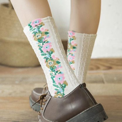 BowLift | Vintage socks with floral embroidery (5 pairs)