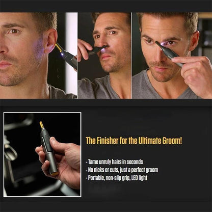 Brehn | Professional Ultra-thin Precision Trimmer | Titanium-Stainless Steel Blades | Integrated LED Light | Micro-Oscillation Technology | For Nose, Ears & Contours