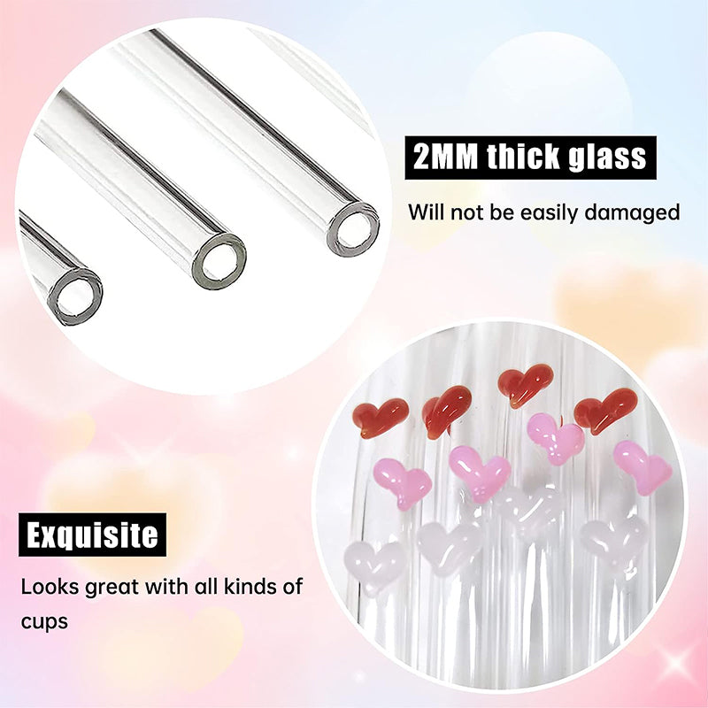 6 PCS Reusable Stained Glass Straws with Cleaning Brush | Bowlift