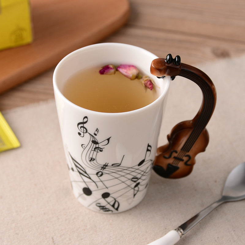 Musicians Ceramic Coffee Mug, Musical Instrument Handle Cup | Bowlift