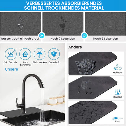 Mat for faucets made of diatomaceous earth