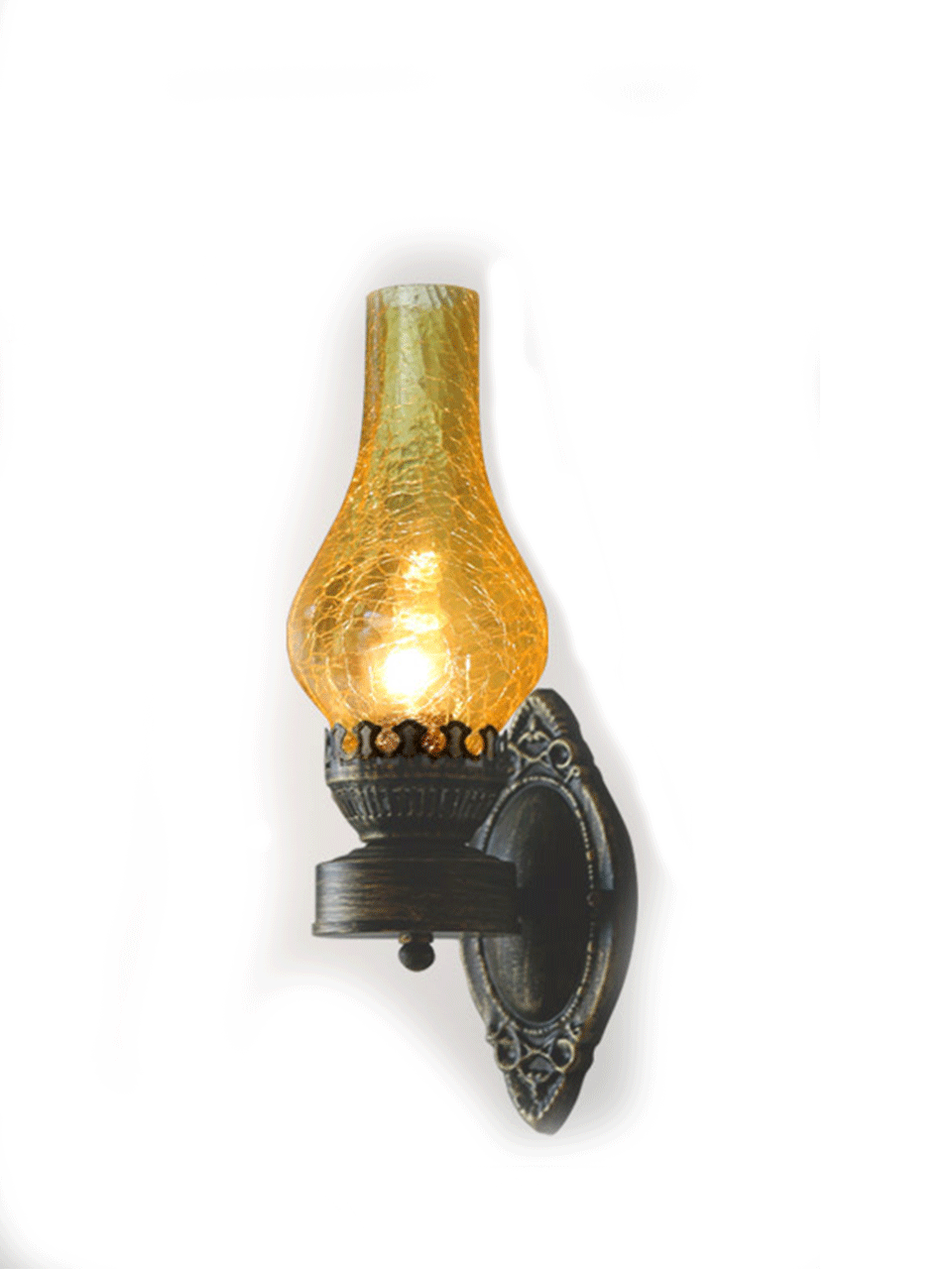 1-light Antique Kerosene Iron Wall Light Fixture with Glass Shade in Bronze | Karnz