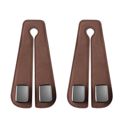 BowLift | Car Seat Back Double Hook with Phone Holder – PU Leather Organizer
