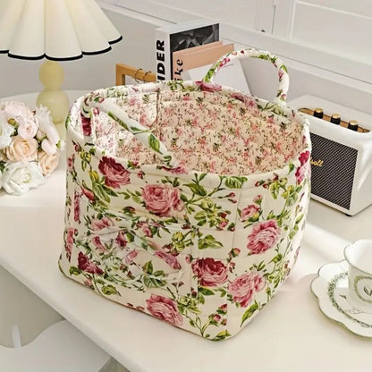 Norvo | Floral Canvas Storage Basket for Home Organization