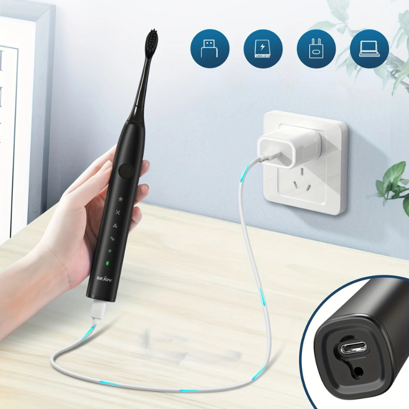 Skanto | GlowSmile Sonic Toothbrush – Rechargeable with 5 Modes and 8 Brush Heads