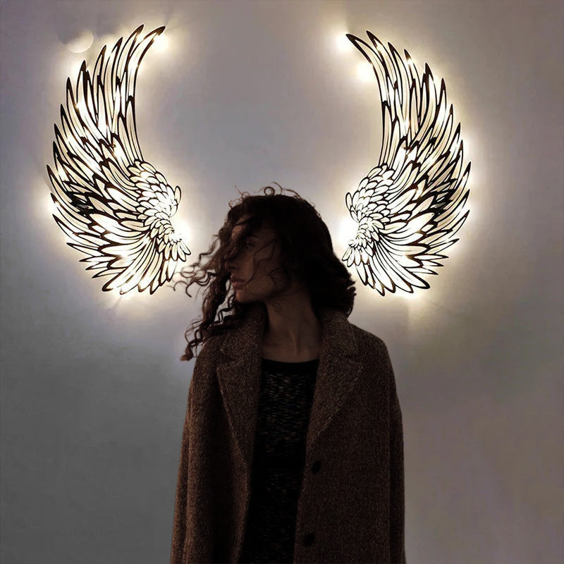 BowLift | Metal wall art with angel wings and LED lights