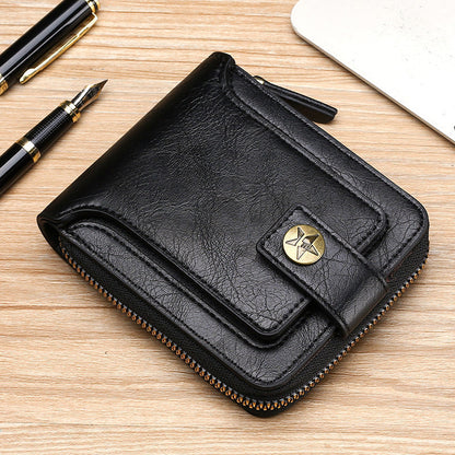 BowLift | Men's New Short Fashion Multi-Cards Horizontal Zipper Wallet