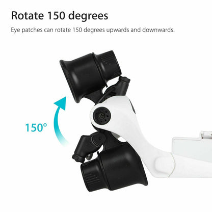 Skanto | Adjustable Headband Magnifier with LED Light and 8 Lenses – Perfect for Jewelry, Watch Repair & Engraving