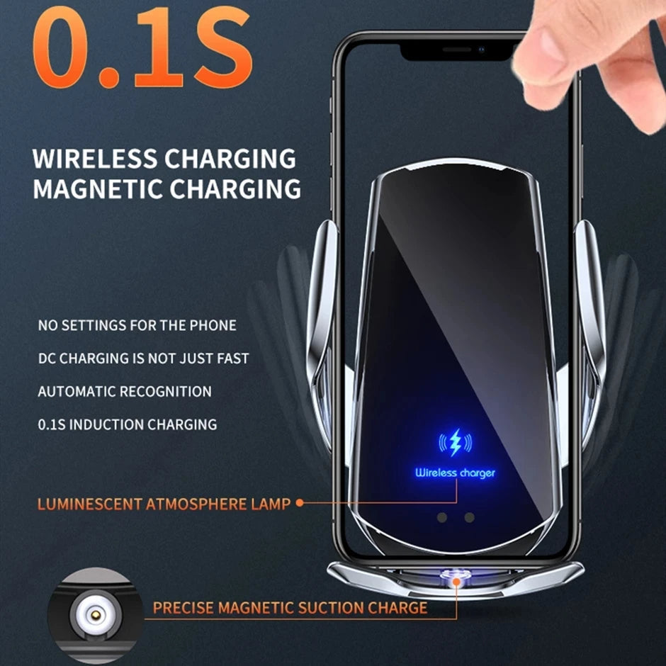 Kalsten | 2-in-1 Wireless Car Charger & Phone Holder Automatic Clamping - Fast Charging Secure Universal Compatibility Adjustable & Practical