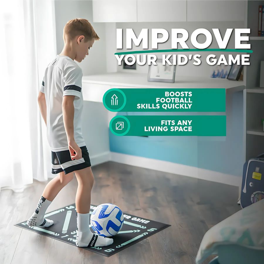 BowLift | Football Pro Training Mat | Anti-Slip, 2x2m Space & Video Program for Skill Enhancement and Home Training