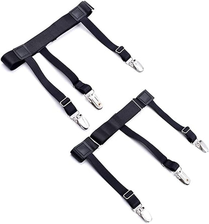 Men's Shirt Stays Elastic Suspenders for Secure Shirt Holder