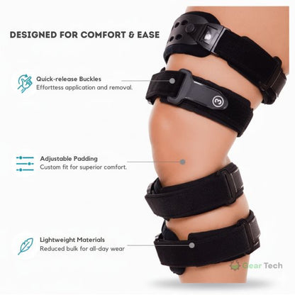 Skanto | Reduced Osteoarthritis Knee Brace | Medial and Lateral Support for Bone-on-Bone Osteoarthritis Relief, Adjustable Size for Enhanced Comfort