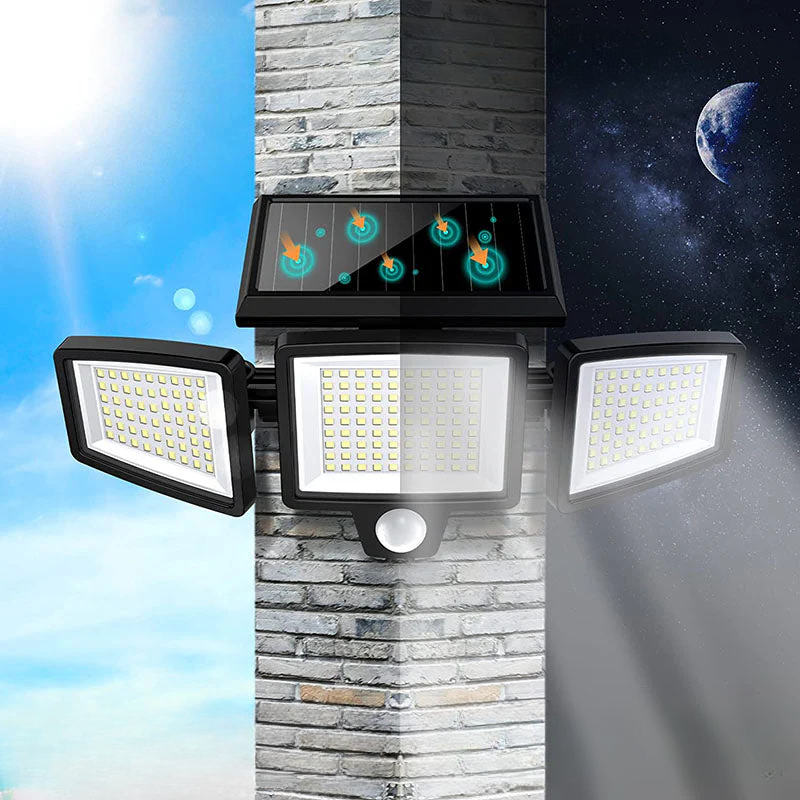Solar-powered security light with motion sensor – LED outdoor floodlight for house and garden | Brehn