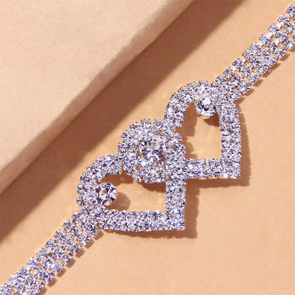 BowLift | Double Love Heart Rhinestone Anklet