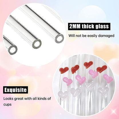 6 PCS Reusable Stained Glass Straws with Cleaning Brush | Kalsten