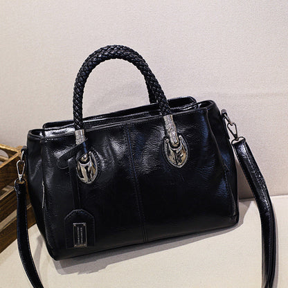 New handbags made of Boston oil wax leather, large soft leather tote bag