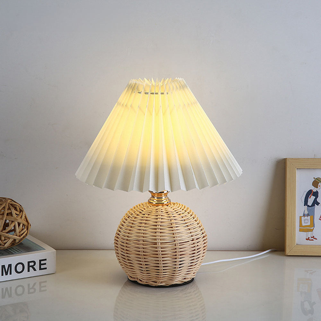 Skanto | Modern Table Lamp with White Pleated Shade