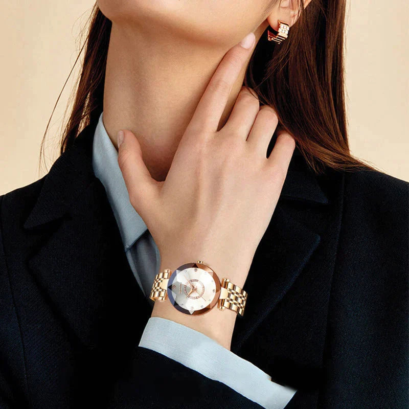 Waterproof Women's Watch – Starry Diamond Dial Elegance